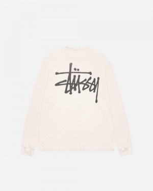 Beige Stussy Basic Stock Ls Thermal Sweatshirt | SOIYL7389