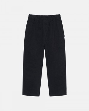 Black Stussy Brushed Beach Pant Pants | CNMHV9384