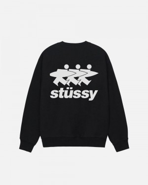 Black Stussy Surfwalk Crew Sweatshirt | CEVBP8137