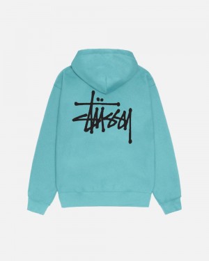 Blue Stussy Basic Hoodie | GVXBN3650