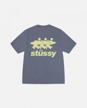 Blue Stussy Surfwalk Pigment Dyed T-Shirt | WJAGD3540