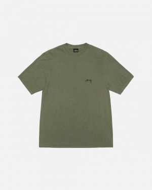 Olive Stussy Smooth Stock Pigment Dyed T-Shirt | EGWML8694